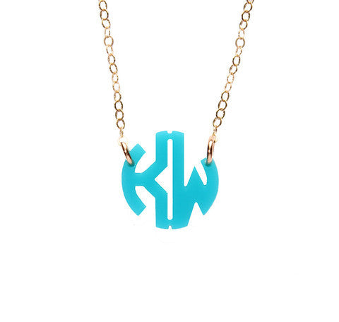 Acrylic Round Monogram Necklace by Moon and Lola Apparel & Accessories > Jewelry > Necklaces - 4