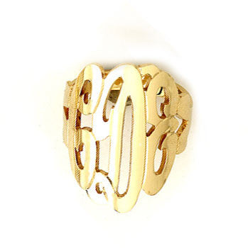 Gold Cutout Monogram Ring~3/4 Inch by Purple Mermaid Designs Apparel & Accessories > Jewelry > Rings - 1