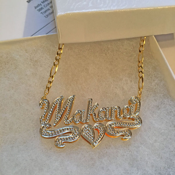 Custom 3D Double Plated Cutout Name Necklace 3