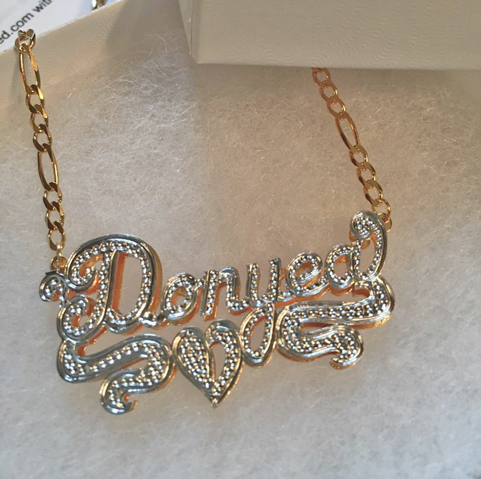 Custom 3D Double Plated Cutout Name Necklace 5