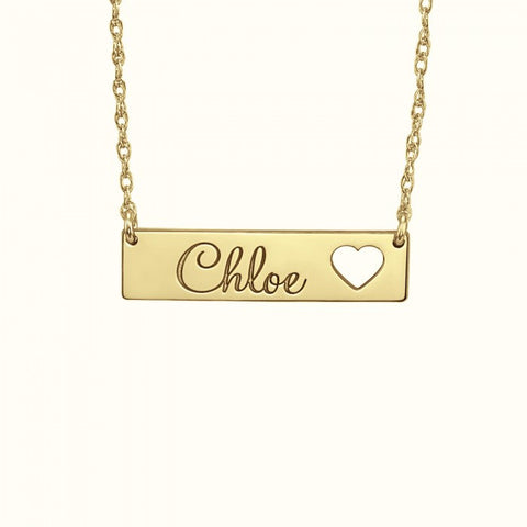Cutout Heart Name Bar Necklace Apparel & Accessories > Jewelry > Necklaces