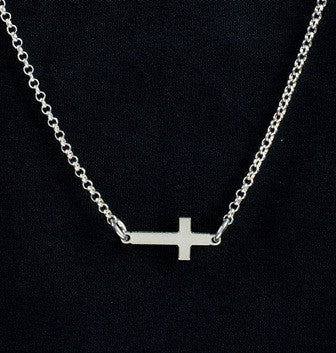 Sterling Silver Sideways Cross Necklace by Purple Mermaid Designs Apparel & Accessories > Jewelry > Necklaces