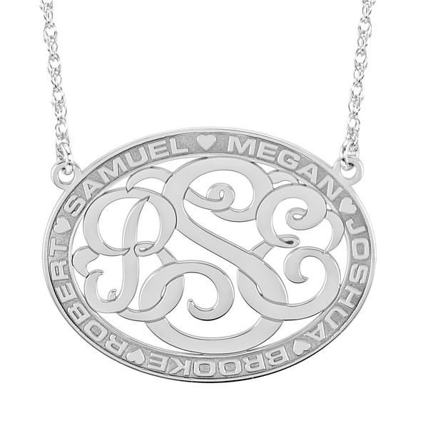 Classic Border Oval Monogram Mothers Necklace-Alison and Ivy Apparel & Accessories > Jewelry > Necklaces - 2