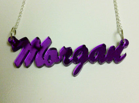 Script Acrylic Nameplate Necklace by Purple Mermaid Designs Apparel & Accessories > Jewelry > Necklaces - 2