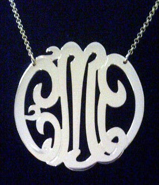 Sterling Silver Monogram Necklace-2 Inch-Purple Mermaid Designs Apparel & Accessories > Jewelry > Necklaces