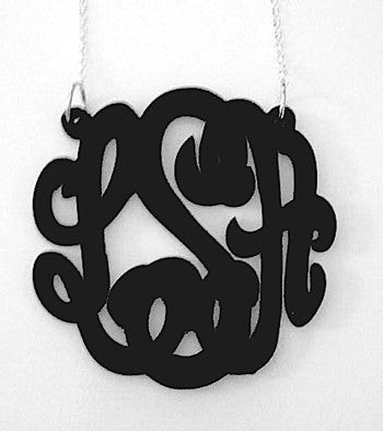 Acrylic Script Monogram Necklace on Split Chain-Purple Mermaid Designs Apparel & Accessories > Jewelry > Necklaces - 2