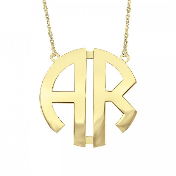 Two Initial Block Monogram Necklace Apparel & Accessories > Jewelry > Necklaces - 1