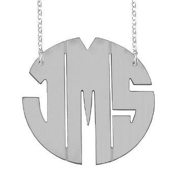 Sterling Silver Block Monogram Necklace by Purple Mermaid Designs Apparel & Accessories > Jewelry > Necklaces - 1