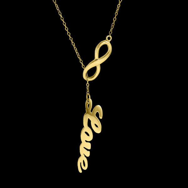 Infinity Petite Nameplate Lariat Necklace by Purple Mermaid Designs Apparel & Accessories > Jewelry > Necklaces