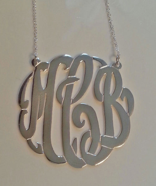 Sterling Silver Monogram Split Chain Necklace-Purple Mermaid Designs Apparel & Accessories > Jewelry > Necklaces - 6