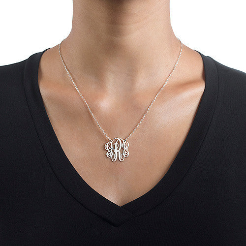 Sterling Silver Fancy Script Monogram Necklace Apparel & Accessories > Jewelry > Necklaces - 2