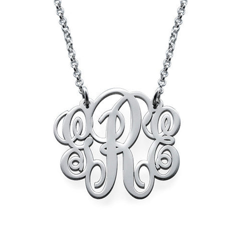 Sterling Silver Fancy Script Monogram Necklace Apparel & Accessories > Jewelry > Necklaces - 1