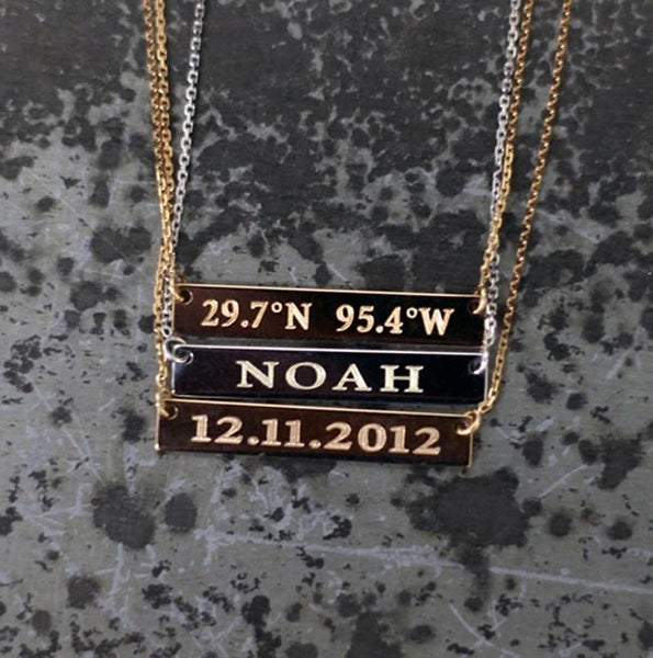 Personalized 14K Gold Bar Necklace Apparel & Accessories > Jewelry > Necklaces - 3