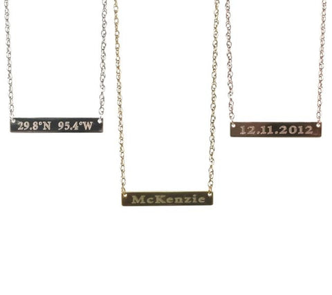 Personalized 14K Gold Bar Necklace Apparel & Accessories > Jewelry > Necklaces - 1