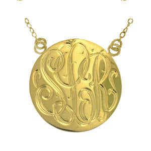 Hand Engraved Gold Disc Split Chain Necklace-Purple Mermaid Designs Apparel & Accessories > Jewelry > Necklaces - 1