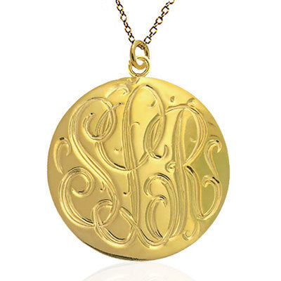 Hand Engraved Gold Disc Necklace by Purple Mermaid Designs Apparel & Accessories > Jewelry > Necklaces