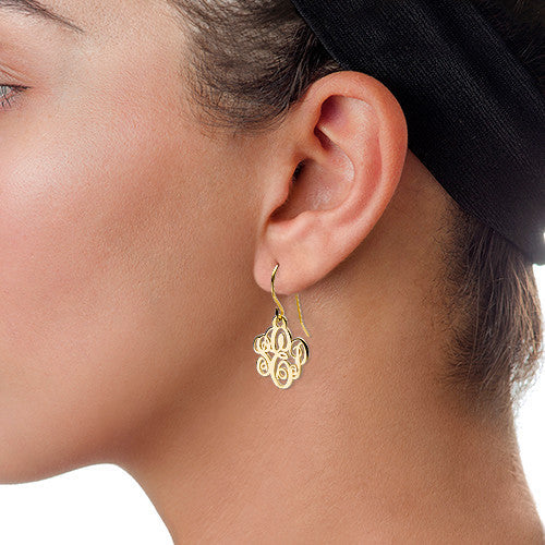 Gold Monogram Dangle Earrings Apparel & Accessories > Jewelry > Earrings - 2