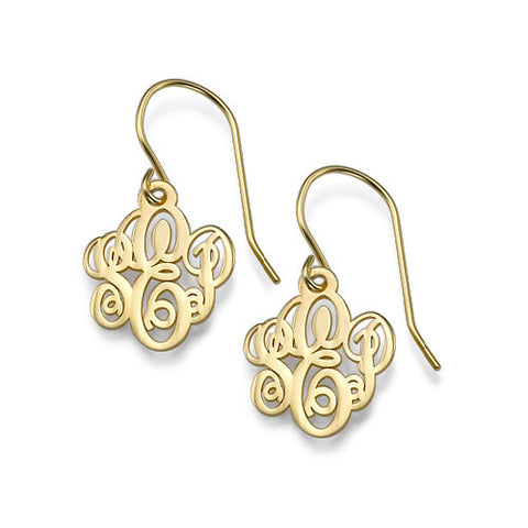 Gold Monogram Dangle Earrings Apparel & Accessories > Jewelry > Earrings - 1