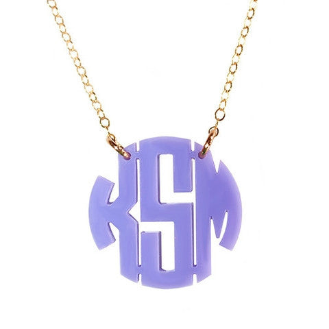 Acrylic Round Monogram Necklace by Moon and Lola Apparel & Accessories > Jewelry > Necklaces - 3