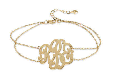 Script Monogram Double Chain Bracelet by Moon and Lola Apparel & Accessories > Jewelry > Bracelets