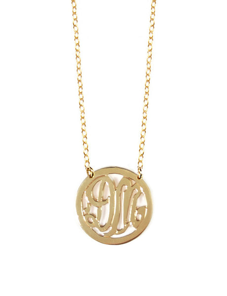 Miriam Merenfeld 2 Initial Rimmed Monogram Necklace - Split Chain