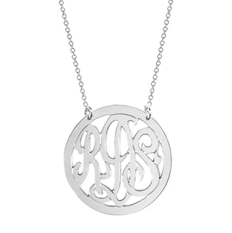 3 Initial Rimmed Monogram Necklace - Split Chain Apparel & Accessories > Jewelry > Necklaces - 1