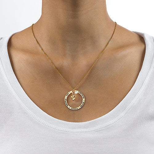 Personalized Gold Mothers Loop Necklace with Heart Apparel & Accessories > Jewelry > Necklaces - 2