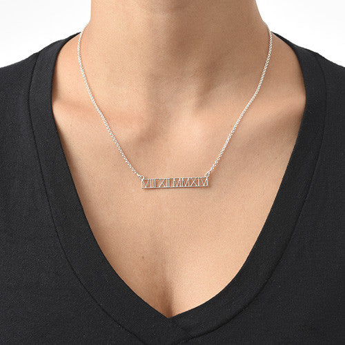 Roman Numeral Bar Necklace 2