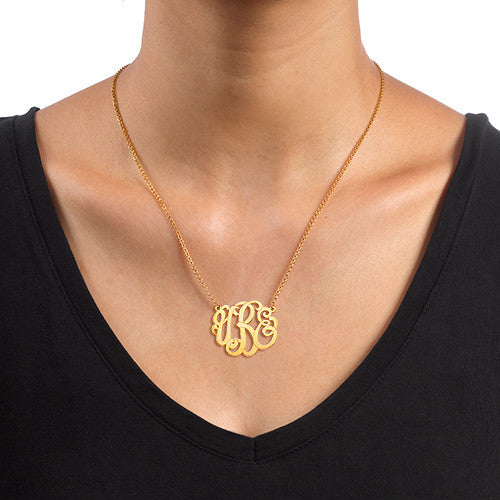 Scroll Monogram Necklace - 18K Gold Plated Apparel & Accessories > Jewelry > Necklaces - 3