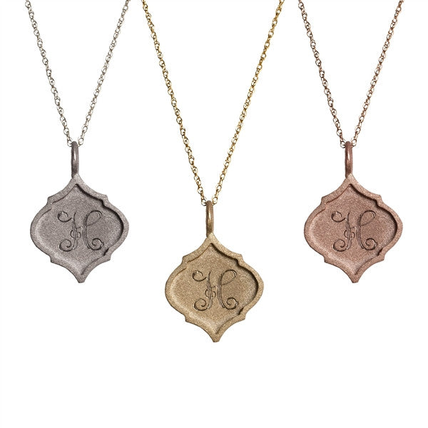 14K Gold Small Edge Crest Monogram Necklace Apparel & Accessories > Jewelry > Necklaces - 1