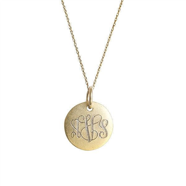 Golden Thread Antiqued Small Gold Filled Disc Initial Necklace Apparel & Accessories > Jewelry > Necklaces