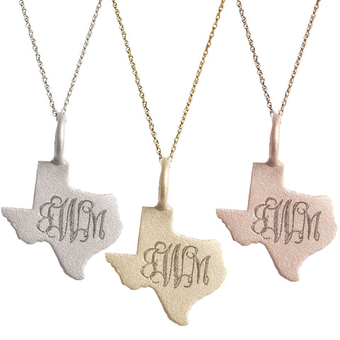 14K Gold Monogram Texas Necklace Apparel & Accessories > Jewelry > Necklaces