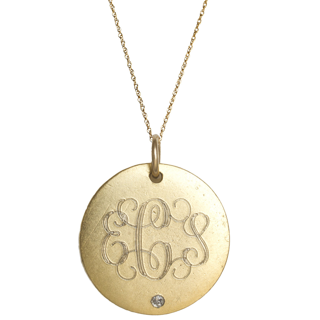 Medium 14K Gold Filled Monogram Necklace with Diamond Apparel & Accessories > Jewelry > Necklaces