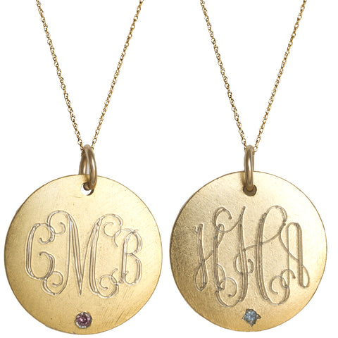 Medium 14K Gold Filled Monogram Necklace with Birthstone Apparel & Accessories > Jewelry > Necklaces