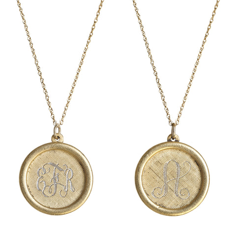 14K Gold Filled Rimmed Engraved Disc Necklace Apparel & Accessories > Jewelry > Necklaces - 1