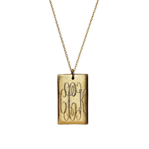 14K Gold Filled Engraved Large Rectangle Necklace Apparel & Accessories > Jewelry > Necklaces - 1
