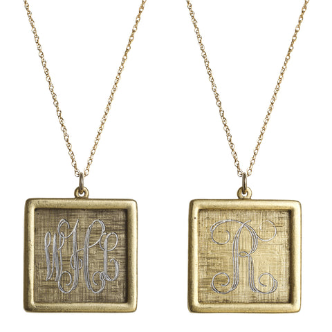 Miriam Merenfeld 3 Initial Rimmed Monogram Necklace