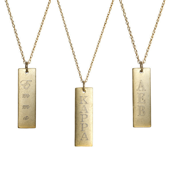 14K Gold Filled Engraved Rectangle Necklace Apparel & Accessories > Jewelry > Necklaces