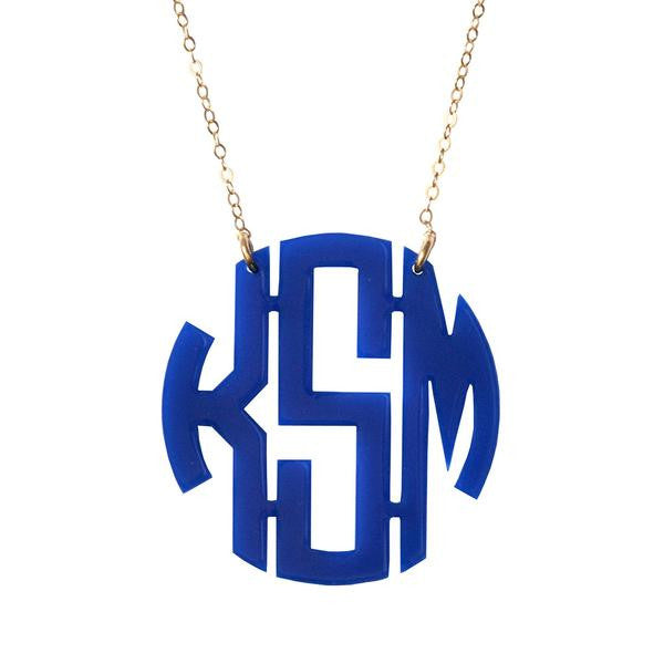 Acrylic Round Monogram Necklace by Moon and Lola Apparel & Accessories > Jewelry > Necklaces - 2