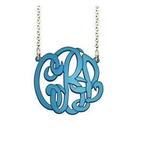 Acrylic Monogram Necklace on Split Chain by Purple Mermaid Designs Apparel & Accessories > Jewelry > Necklaces - 1
