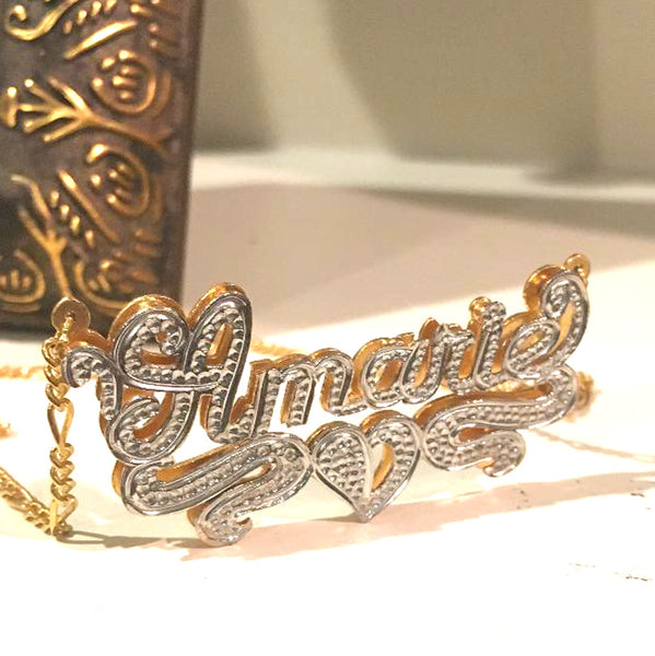 Custom 3D Double Plated Cutout Name Necklace 7