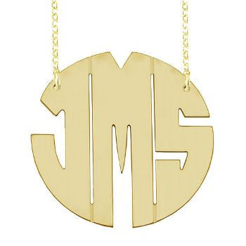 Gold Block Monogram Necklace by Purple Mermaid Designs Apparel & Accessories > Jewelry > Necklaces