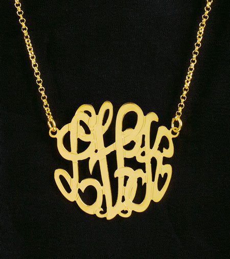 Petite Gold Monogram Necklace by Purple Mermaid Designs Apparel & Accessories > Jewelry > Necklaces