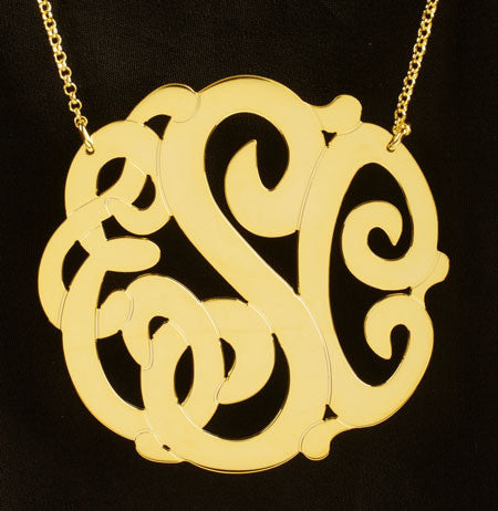 Gold Monogram Necklace-2 Inch-Purple Mermaid Designs Apparel & Accessories > Jewelry > Necklaces