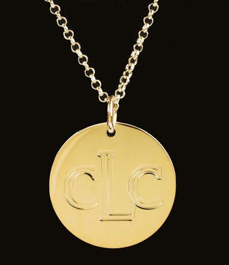 Gold Engraved Disc Necklace by Purple Mermaid Designs Apparel & Accessories > Jewelry > Necklaces - 3