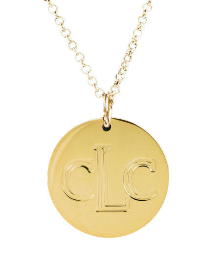 Gold Engraved Disc Necklace by Purple Mermaid Designs Apparel & Accessories > Jewelry > Necklaces - 1