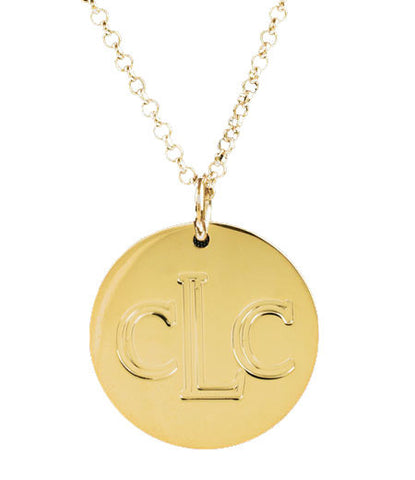 Gold Engraved Disc Necklace by Purple Mermaid Designs Apparel & Accessories > Jewelry > Necklaces - 1