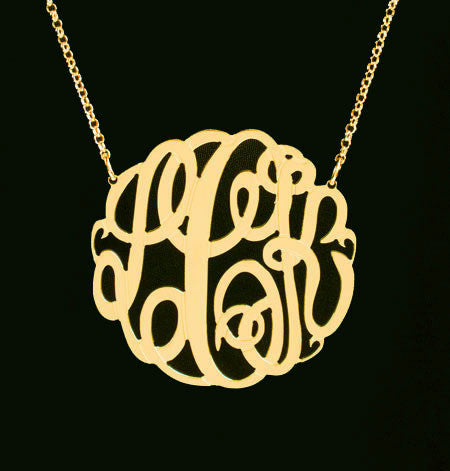 Big Slim Gold Monogram Necklace by Purple Mermaid Designs Apparel & Accessories > Jewelry > Necklaces - 9