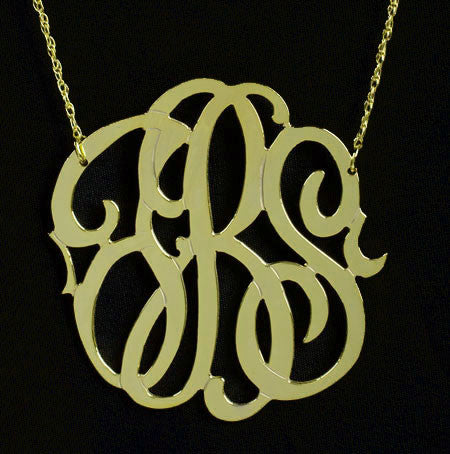 Gold Filled Monogram Necklace-Large-Purple Mermaid Designs Apparel & Accessories > Jewelry > Necklaces