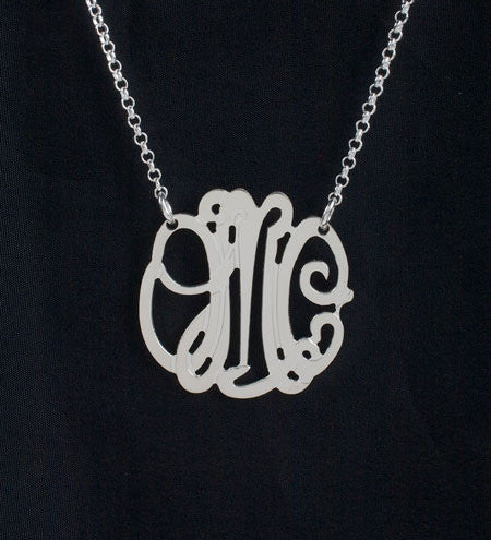 Petite Sterling Silver Monogram Necklace by Purple Mermaid Designs Apparel & Accessories > Jewelry > Necklaces